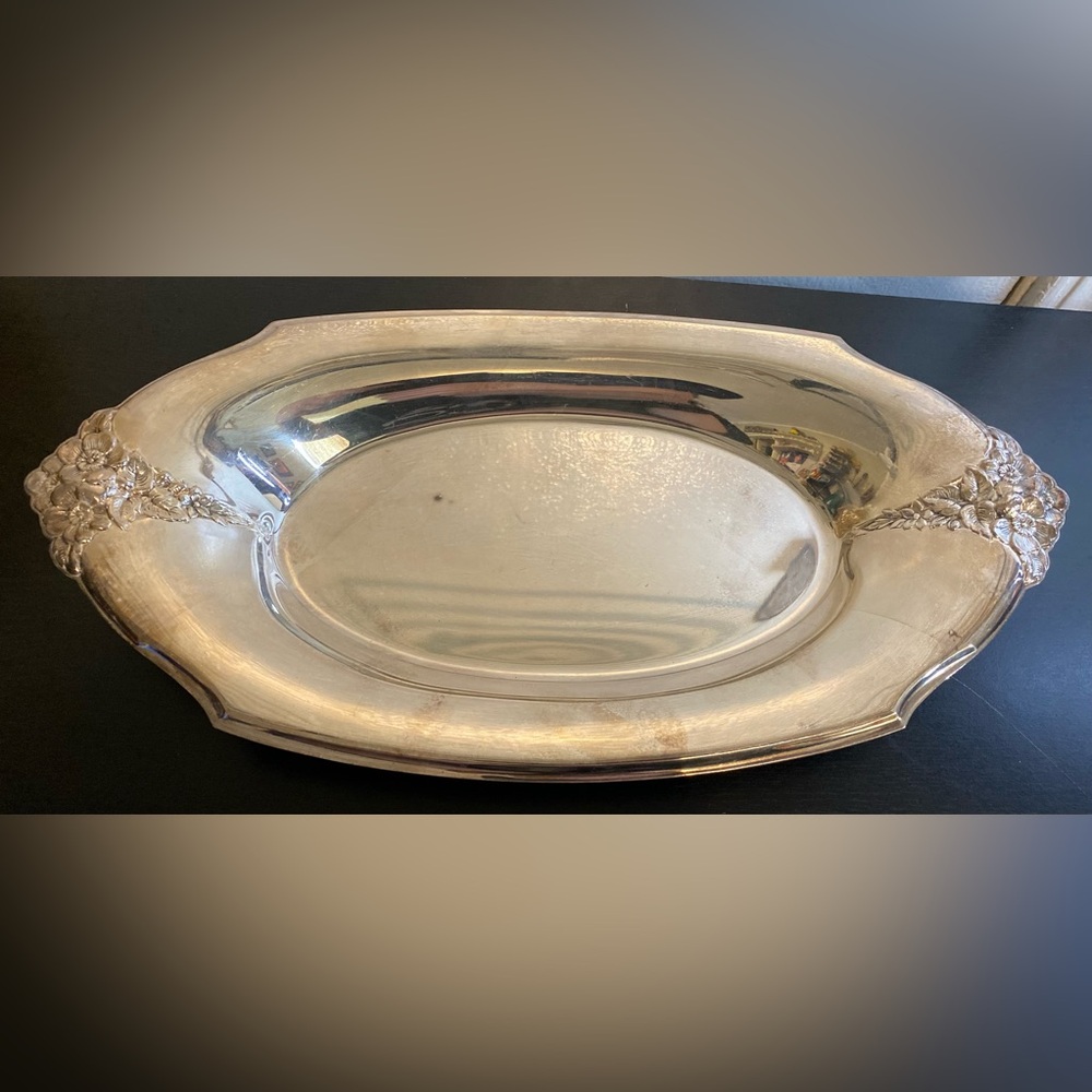 Webster Wilcox International Silver 7119 Serving Platter Dish Floral Ornate Vtg